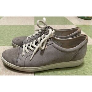 ECCO Grey Womens Soft 7 Walking Suede Leather Sneaker Size  9-9.5 40 EU Travel
